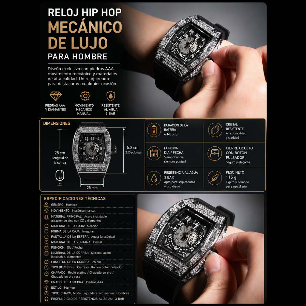 Reloj Mecánico de lujo - HipHop
