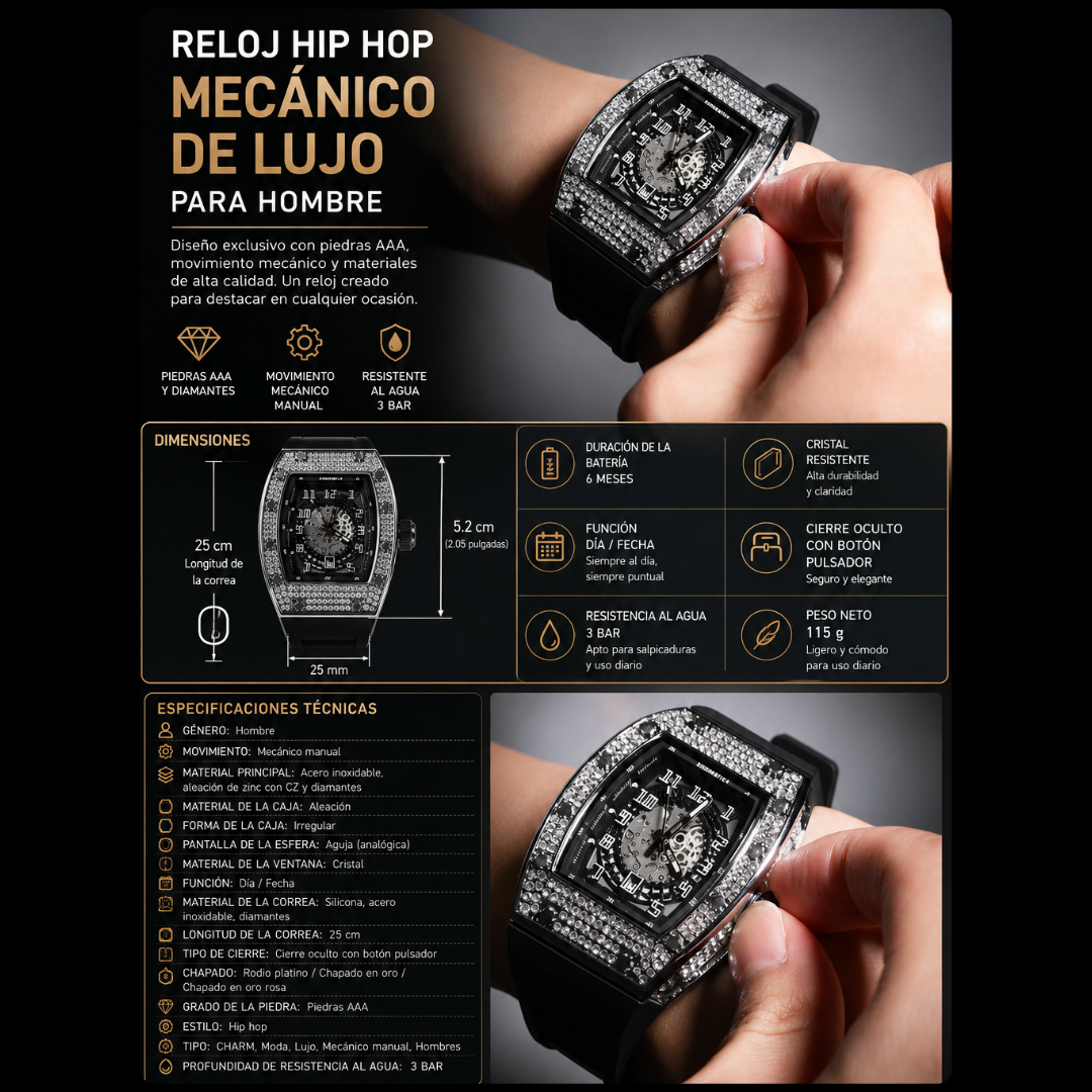 Reloj Mecánico de lujo - HipHop